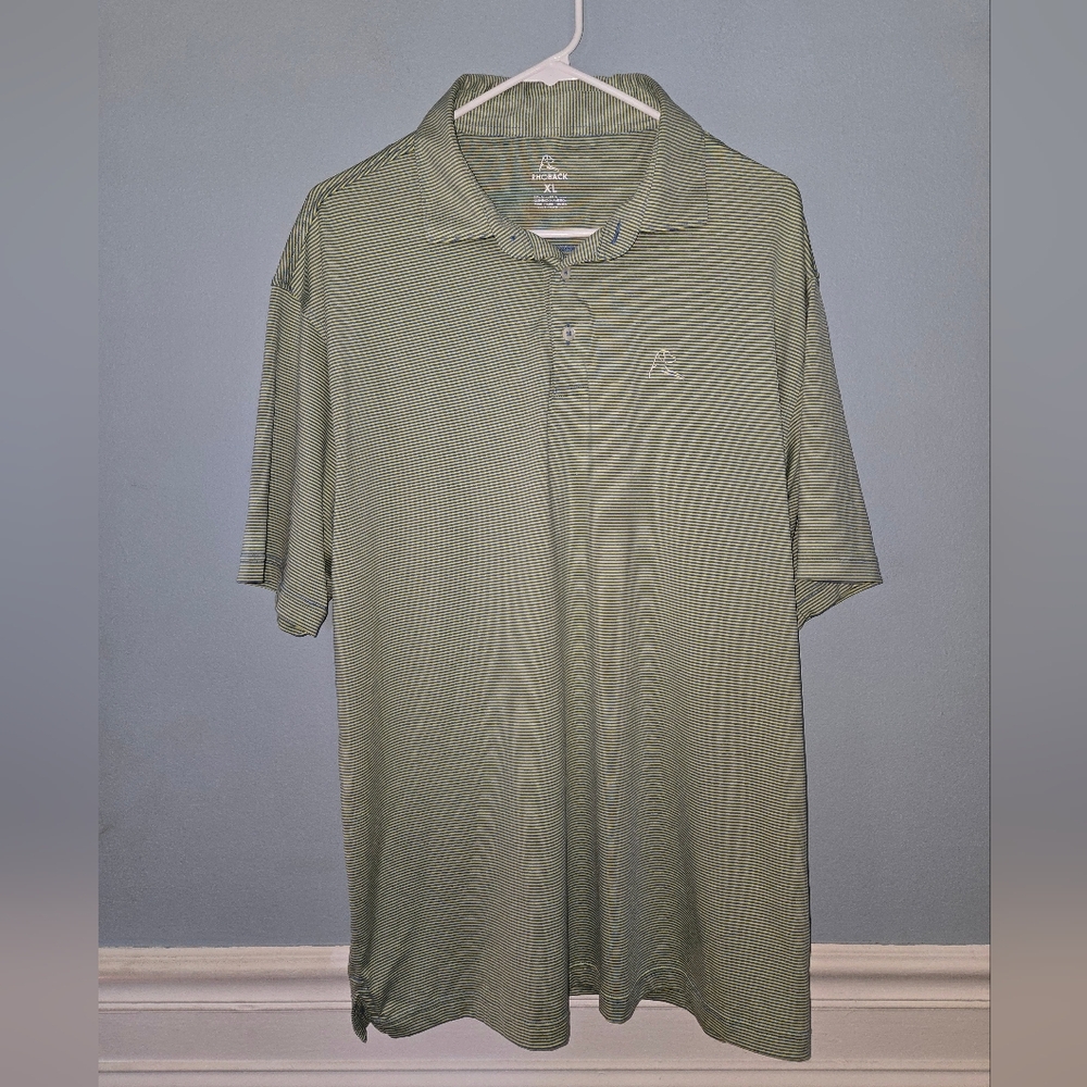 Rhoback Golf Performance Polo Men's XL Green & Blue Striped Athleisure Shirt